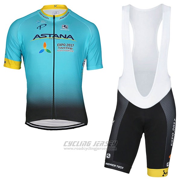 2017 Cycling Jersey Astana Light Blue Short Sleeve and Bib Short